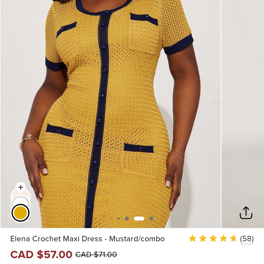 Helena Yellow and Navy Crochet Maxi Dress